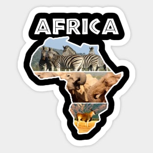 African Wildlife Continent Collage Sticker